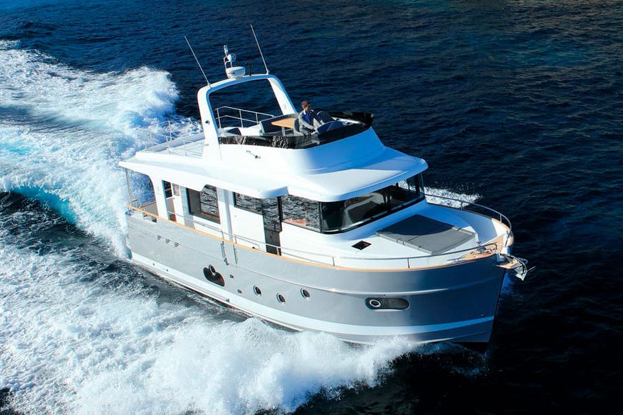 Swift Trawler 50 boat sailing at high sea