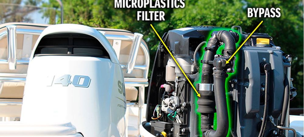 Microplastic filter for outboard engines